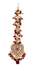 goldplated maroon and white kundan tikka