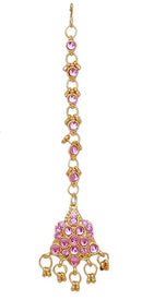 GOLDPLATED PINK HEAD PIECE TIKKA
