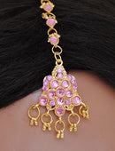 GOLDPLATED PINK HEAD PIECE TIKKA