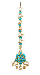 GOLDPLATED AQUA BLUE HEAD PIECE TIKKA