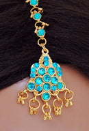 GOLDPLATED AQUA BLUE HEAD PIECE TIKKA