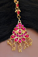 Fuschia pink head piece tikka