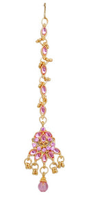 Pink kundan head piece tikka