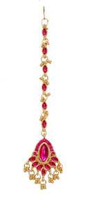 Fusicha pink and golden head piece tikka