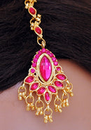 Fusicha pink and golden head piece tikka
