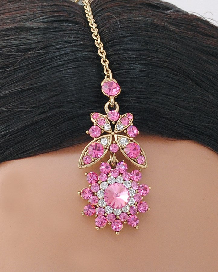 Goldpolish hot pink and white diamond tikka-104