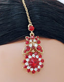 Goldpolish maroon and white diamond tikka-111