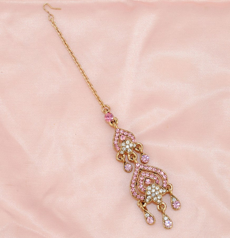 Goldpolish pink  and white diamond tikka-116