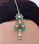 Goldpolish green and white diamond tikka-129