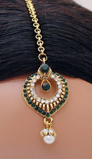 Goldpolih green and white head piece tikka-1215