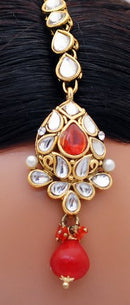 Goldpolish red and white head piece tikka-1229