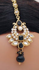 Goldpolish black and white head piece tikka-1238