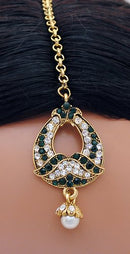 goldpolish green and white head piece tikka-1243