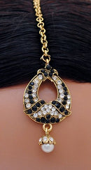 Goldpolish black and white head piece tikka-1245