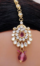 Goldpolish fusicha pink and white head piece tikka-1250