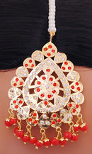 goldpolish red and white headpiece tikka