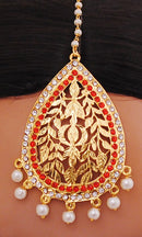 Goldpolish red and white head piece tikka-1322