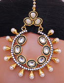 Goldpolish deep green and white head piece tikka-1333