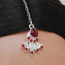 Silverpolish maroon and white diamond set-1096