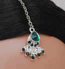 Silverpolish green and white diamond set-1097