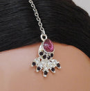 Silverpolish purple and white diamond set-1098