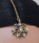 Goldpolish dark purple and white diamond set-1129