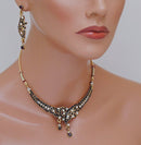 Goldpolish dark purple and white diamond set-1129