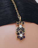 Goldpolish dark purple and white diamond set-1134