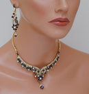 Goldpolish dark purple and white diamond set-1134