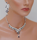 Silverpolish purple and white diamond set-1142