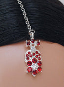 Silverpolish maroon and white diamond set-1145