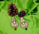 Goldpolish maroon, green and white polki earring-2213