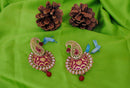 Goldpolish maroon and white pearl mango style earring-2233