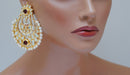 Goldpolish maroon and white kundan earring-2247
