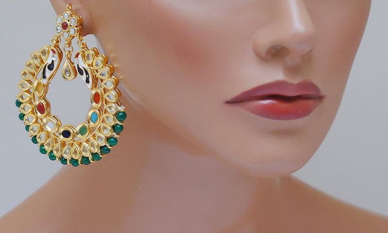 Goldpolish multicolor kundan earring-2250