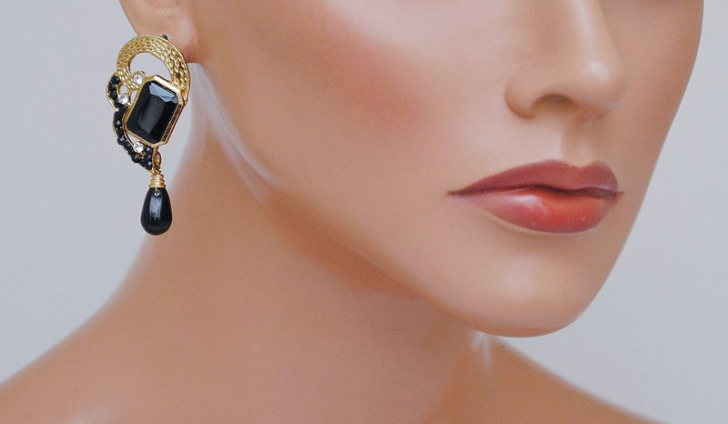 Goldpolish black diamond earring-2262