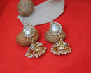 Goldpolish white jhumi earring-2268