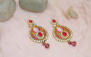 Goldpolsh hot pink and white earring-2296