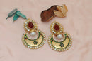 Goldpolish maroon, green and white earring2328