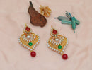 Goldpolish maroon, green and white earring-2329