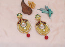 goldpolish maroon, green and white earring-2330