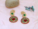 Goldpolish maroon, green and white earring-2335