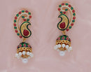 Goldpolish maroon, green and white earring-2337
