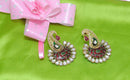 Goldpolish maroon, green and white mango earring-2346
