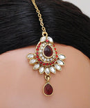 Goldpolish maroon and white kundan set-1761