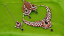 Goldpolish maroon and white kundan set-1761