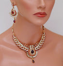 Goldpolish maroon and white kundan set-1761