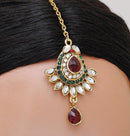 Goldpolish maroon, green and white kundan set-1762