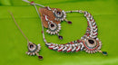Goldpolish maroon, green and white kundan set-1762