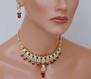 Goldpolish maroon, green and white kundan set-1768